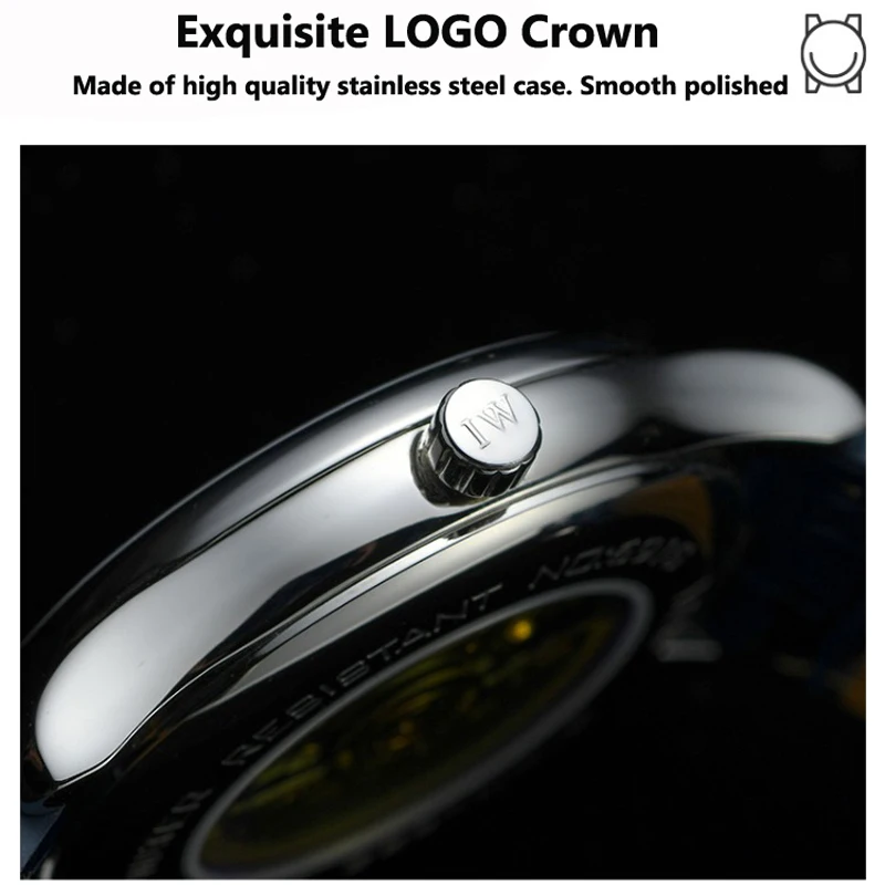 Carnival High-end Series I&W Brand Luxury Imported Movement Mechanical Watch for Men Leather Waterproof Sapphire Watches Mens