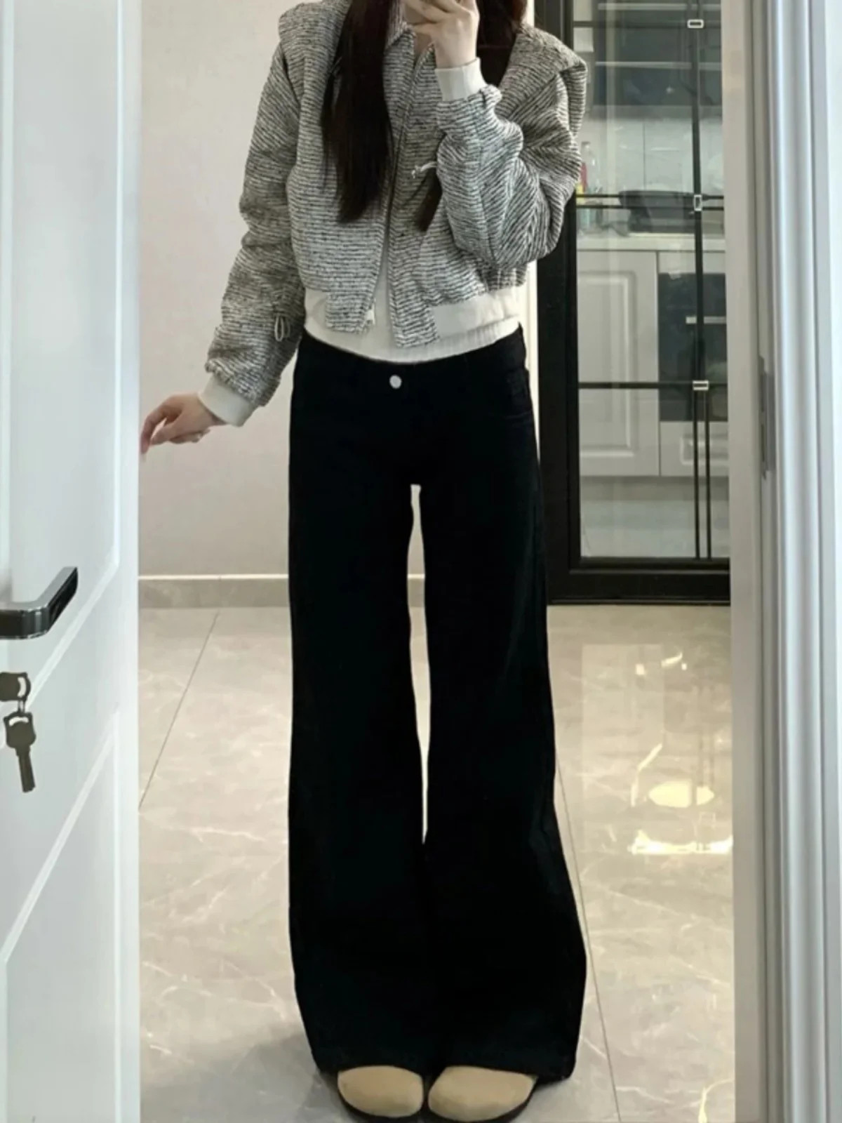 حجم كبير Fce اصطف Bootcut الجينز المرأة الدافئة الدنيم السراويل عالية الخصر السراويل الطويلة القطن تمتد Bootcut متوهج طماق #2