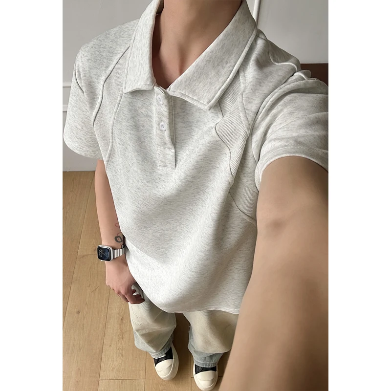 New Mens Short Sleeve Polo Shirt Solid Color Streetwear Lightweight Lapel Tshirts for Men Summer Jogging Sport Tops