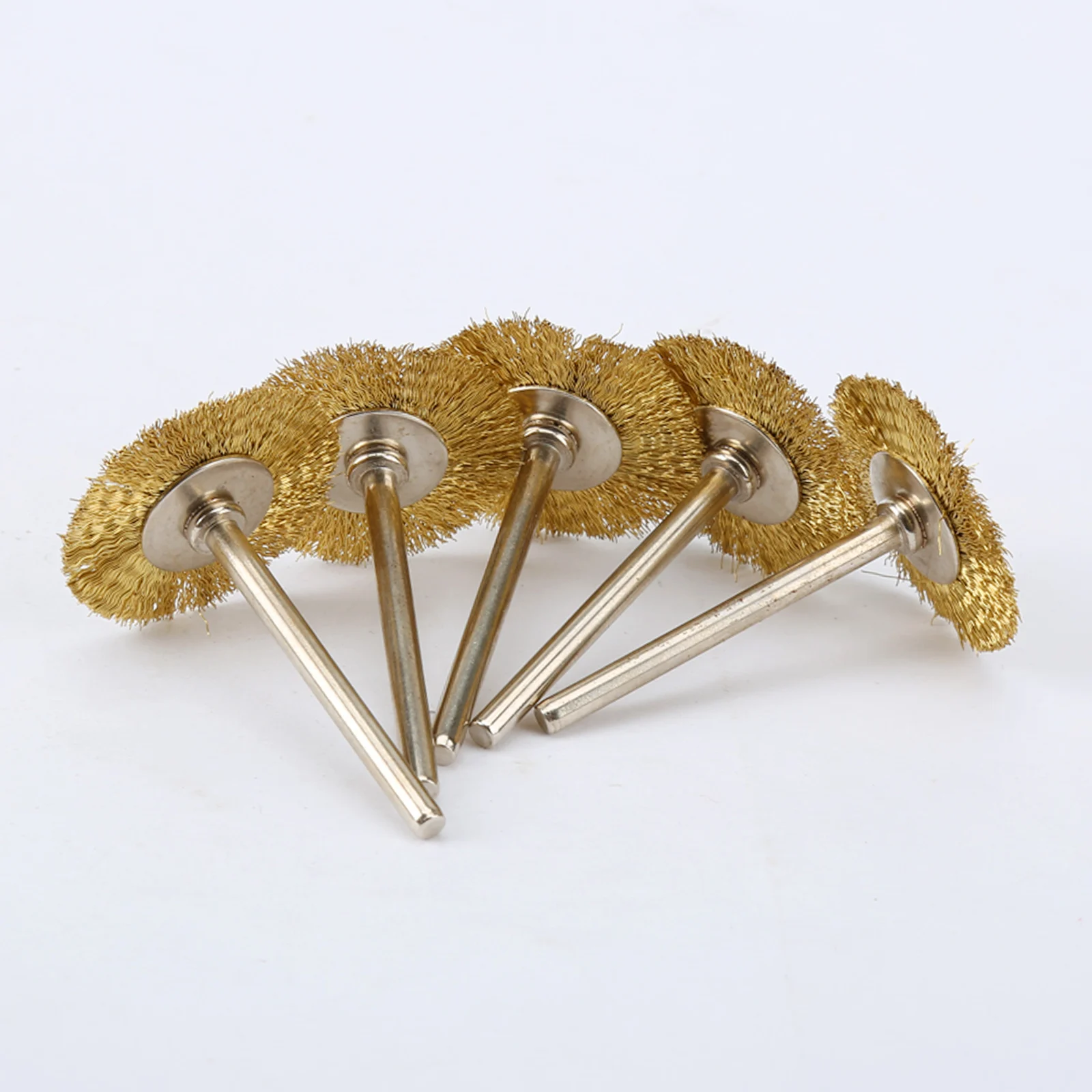 5PCS 25mm Brass Wire Wheel Brushes for Dremel Accessories Mini Drill Polishing Grinding For Grinder Rotary Tools 3.17mm Shank