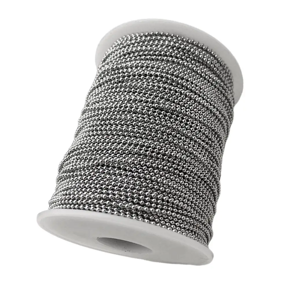 Stainless Steel Ball Beads Chain Roll Silver Tone for Necklace Extender Bracelet Jewelry DIY Supplies