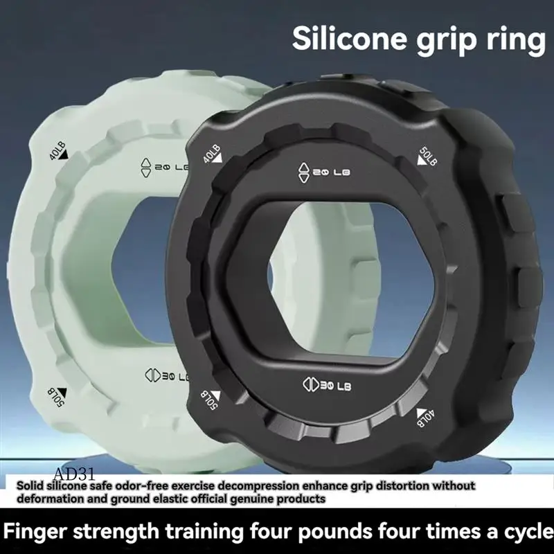 

New-Grip Strength Trainer Fitness Finger Gripper Ring Double Force Grip Rings Light Gray