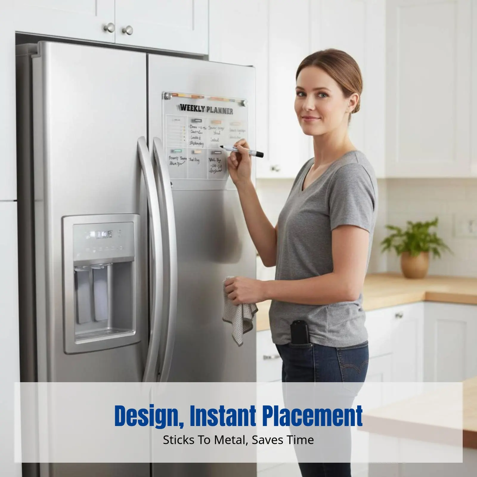 

Акриловая доска для заметок, прозрачный планер для холодильника с функцией сухого стирания, еженедельный и ежемесячный расписание, многоразовый органайзер для заметок