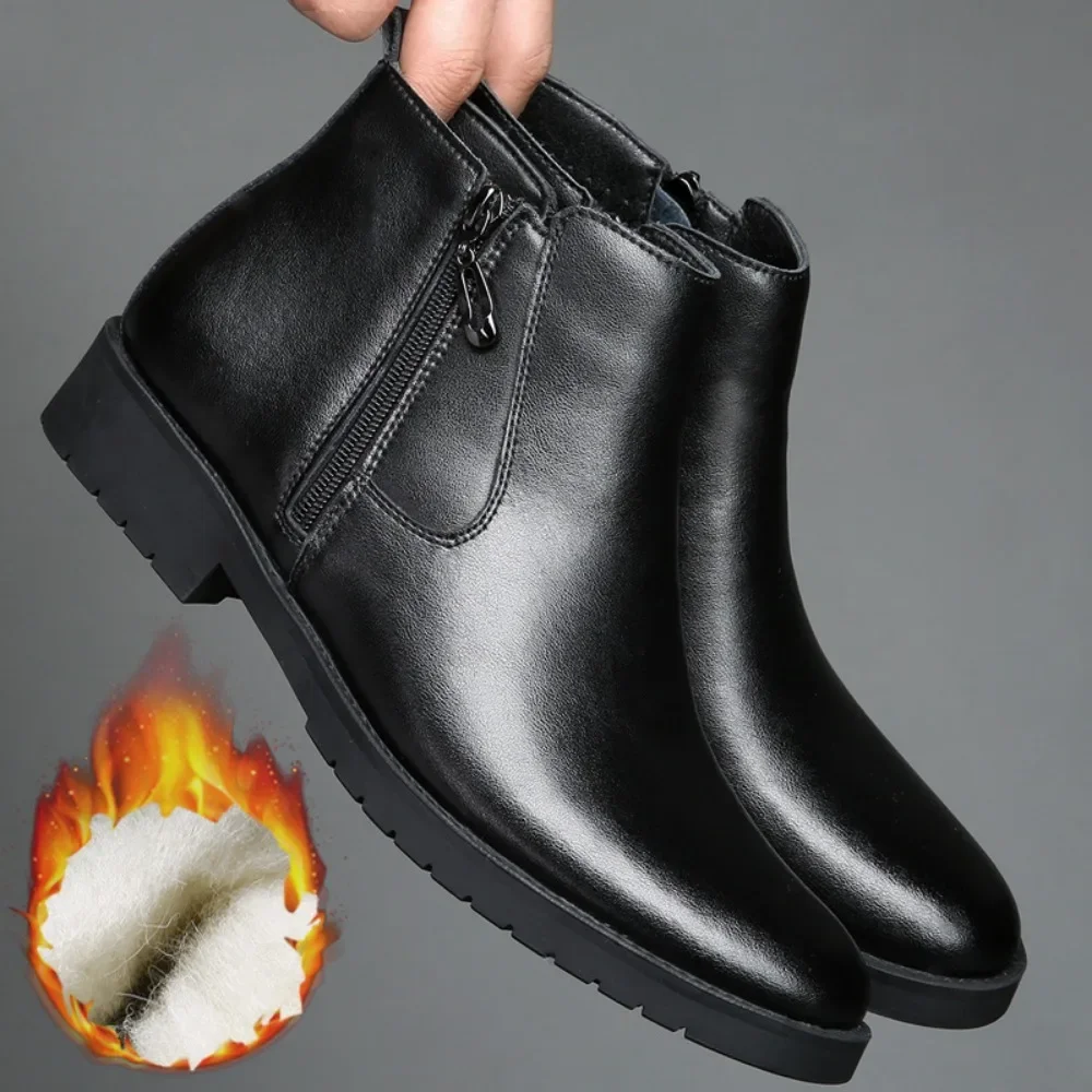 Men Boots Autumn and Winter Ankle Boots Men\'s Cotton Shoes Cowhide High Top Casual Shoes Man Leather Shoes Men\'s Shoe