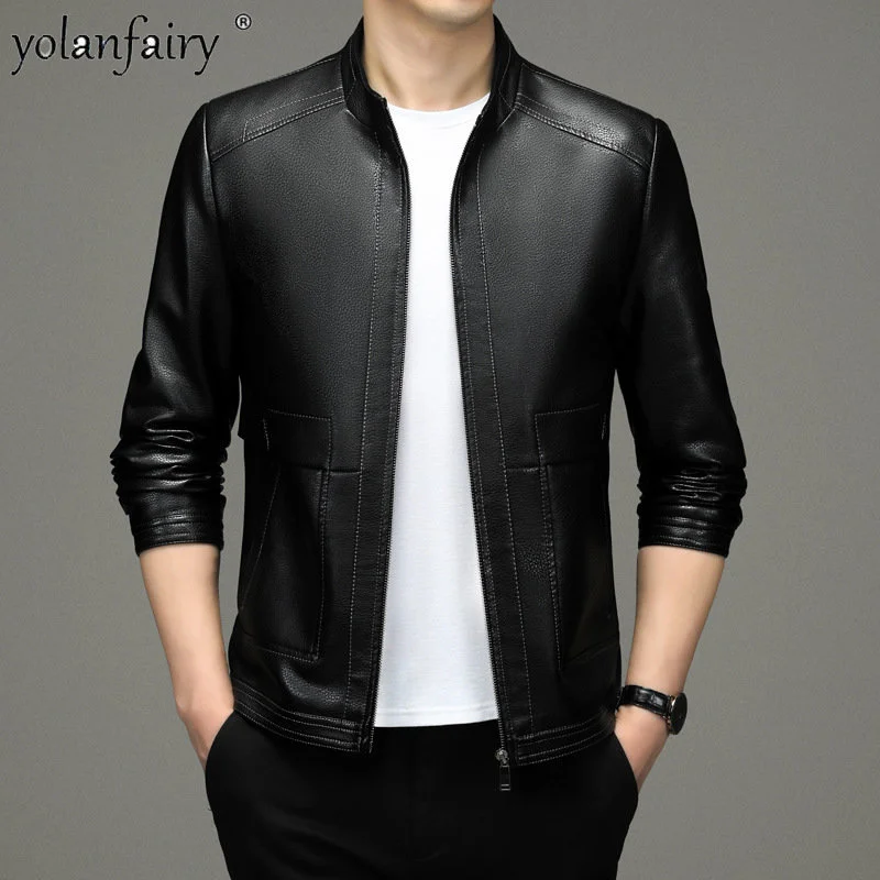 Spring Fall Men's Clothing Leather Jacket Men Large Casual Fashion PU Clothes Motorcycle Jackets Ropa Hombre FCY