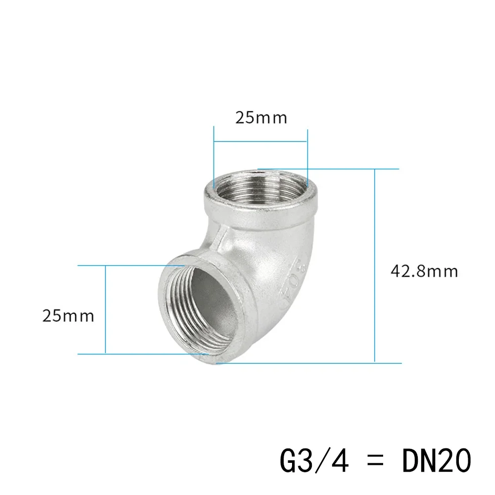 

Новинка 3/4 дюйма BSP, локоть 90 градусов угловой фитинг для труб из нержавеющей стали 304 с внутренней резьбой воды газа масла DN20