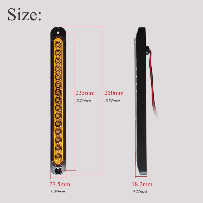 2Pcs Universal 15 LED Trailer Light Bar 12V 24V Camion Brake Light with Turn Signal Lights for Volvo Truck Pickup Boat