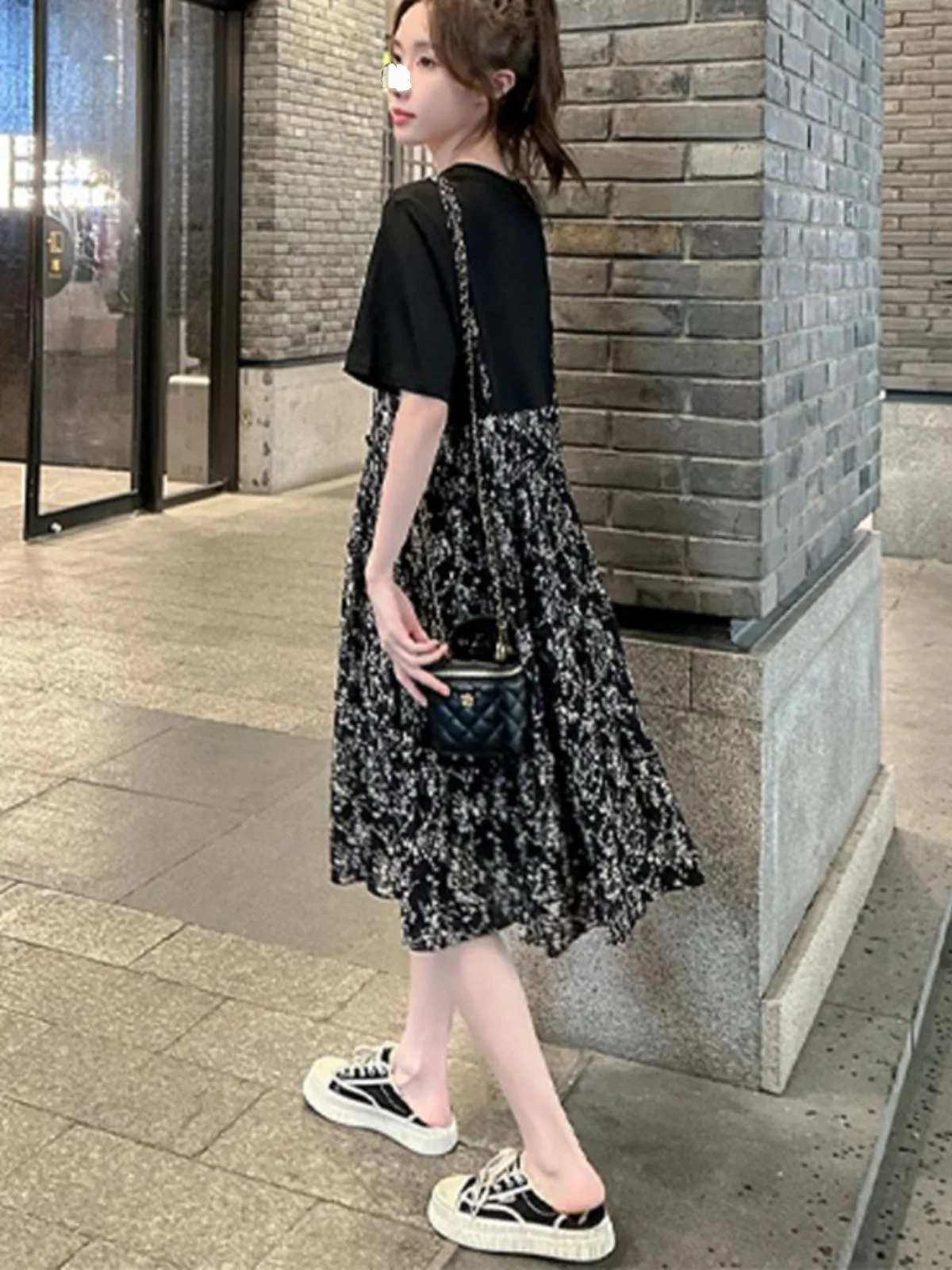 maternity-dress-summer-new-loose-slim-a-line-fake-two-piece-strap-floral-skirt-for-pregnant-women-korean-style-midi-length