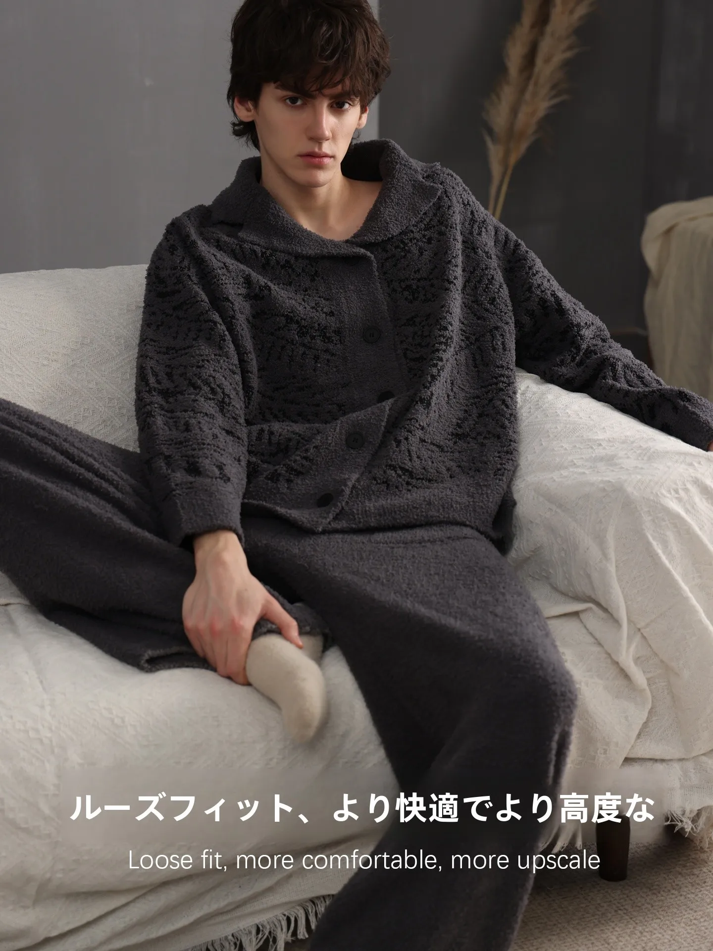 men's-coral-fce-pajamas-thiened-warm-loose-home-clothes-set-autumn-winter-outwear-casual-sle-long-sve-ket-design