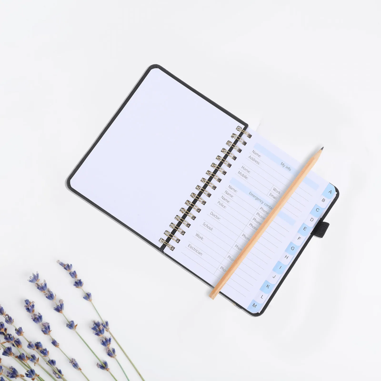 Refillable Spiral Notebook with Elastic Band Password Lock Divider Tabs and Pen for Students Home Office