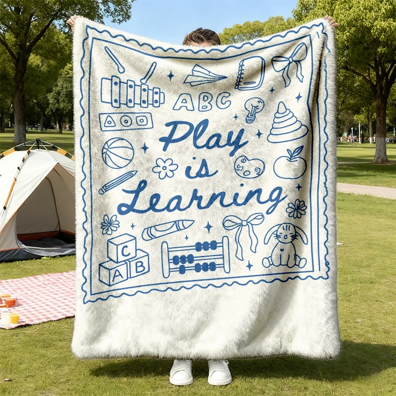 Occupational Therapy Play Is Learning Soft Blanket, SPED Teacher Comfy Blanket, Back To School Flannel Blanket, Daycare