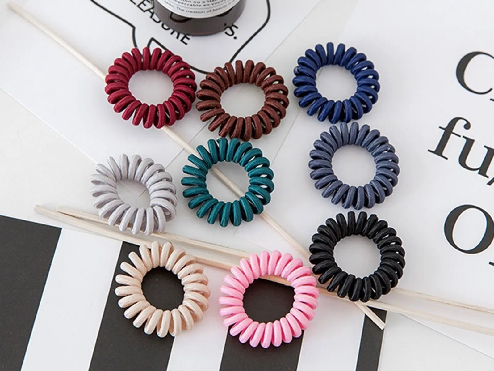 10 kolor spiralna cewka elastyczne gumki do włosów przewód telefoniczny kucyk Holder 40mm — zdjęcie 3