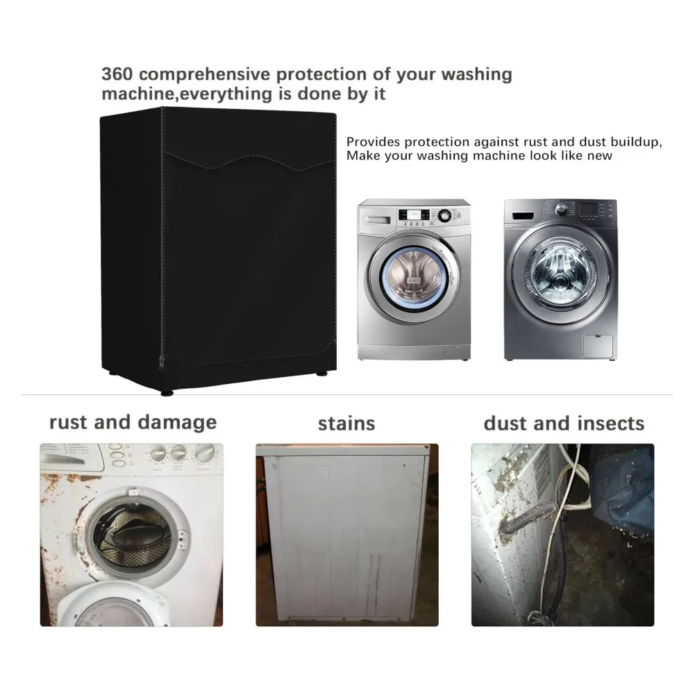 Outdoor Washing Machine Cover With Adjustable Ropes Dryer Protection Cover For Toilet Kitchen Balcony Bathroom Garden