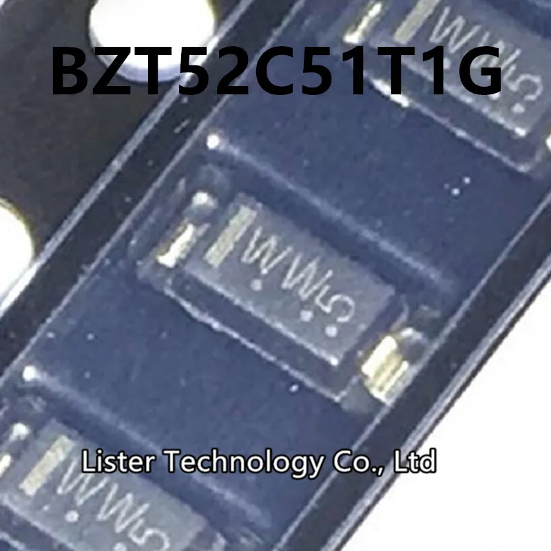 

Новый BZT52C51T1G SOD-500, 50 ~ 123 шт./партия, маркировка: WW LBZT52C51T1G 52C51 BZT52C51, фотодиод Зенера 1206, 51 в, SOD123