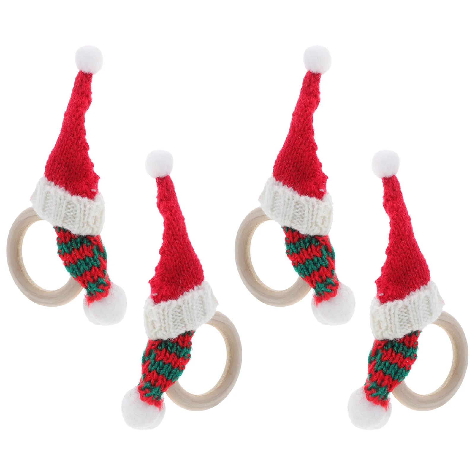 

4Pcs Hat Shaped Napkin Ring Decor Holiday Party Dining Accessory Wooden Napkin Rings Xmas Serviette Buckle Holiday Table Decor