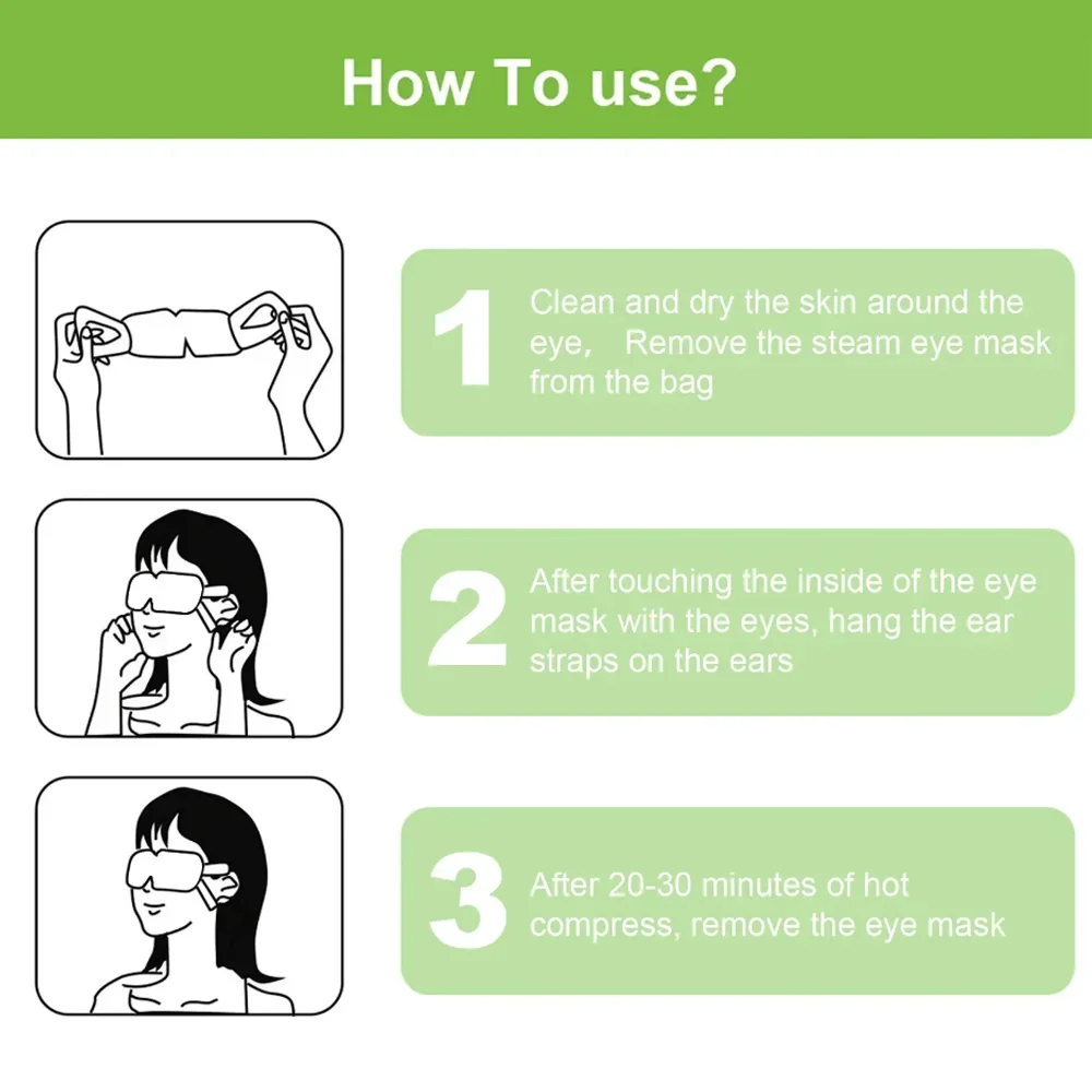 6/10 قطعة قناع عين البخار الدافئة الرطبة التدفئة مهدئا للعين حجب الضوء حماية الساخن ضغط تخفيف التعب المتاح #6