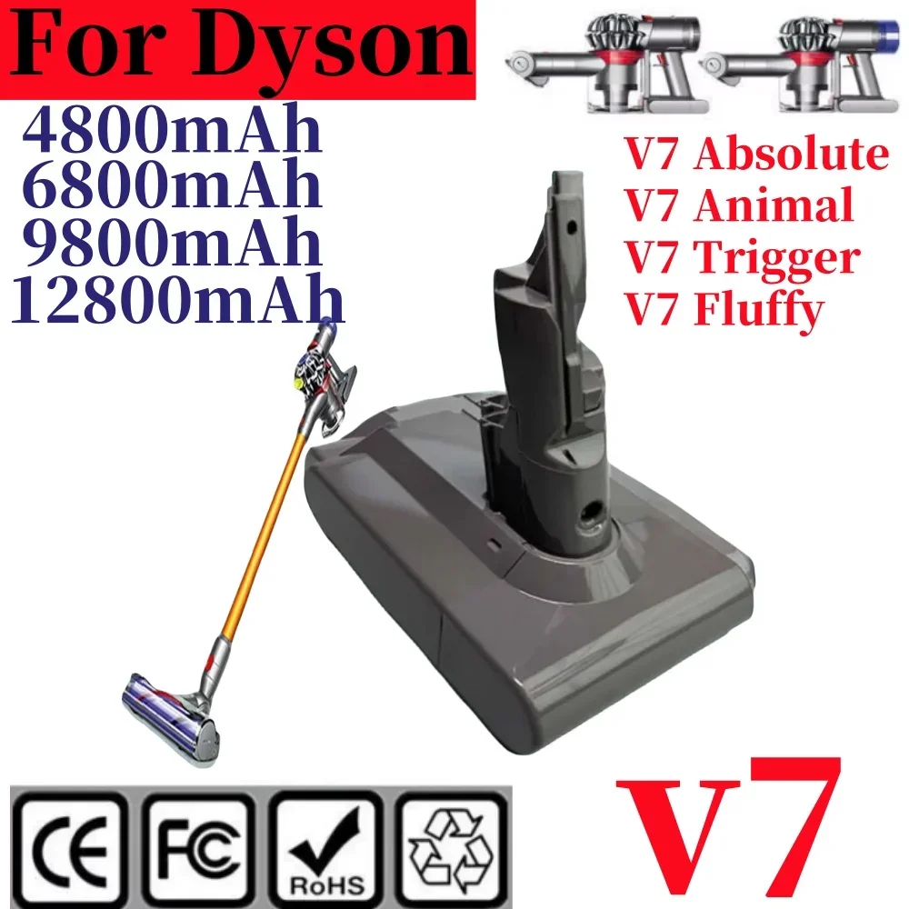 

21.6V 4.8Ah-12.8Ah Replacement Battery for Dyson V7Motorhead Pro V7 Trigger V7 Animal V7 Handheld Vacuum Cleaner