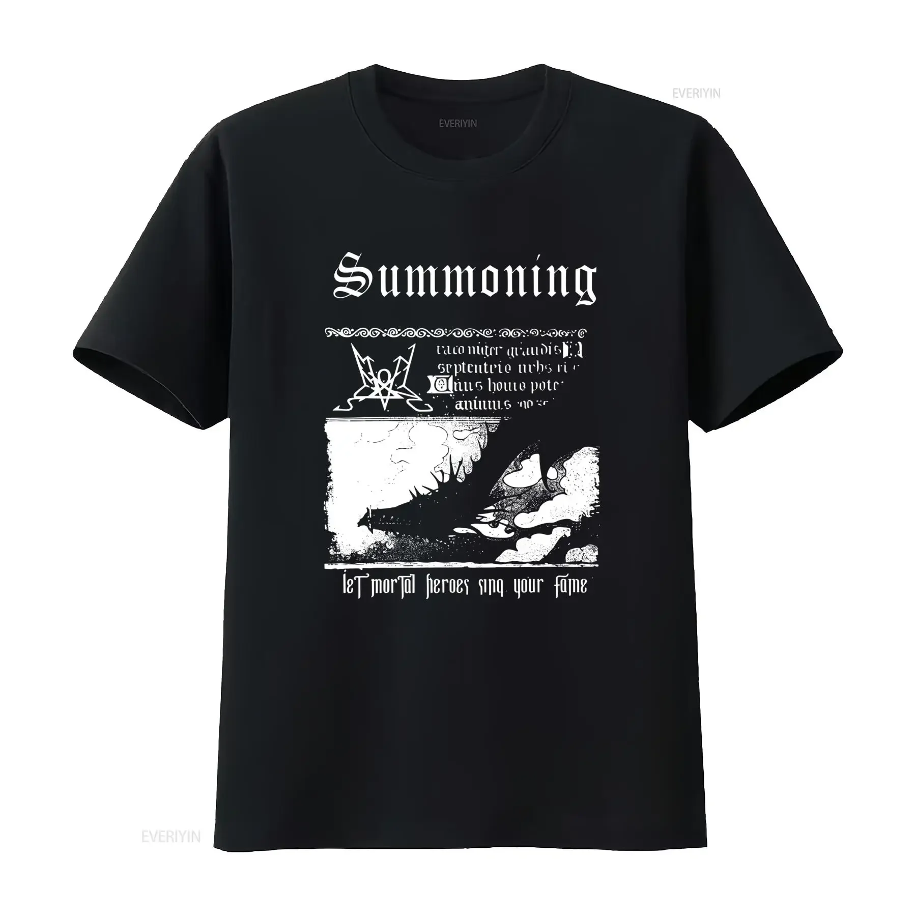 Summoning Let Mortal Heroes Sing Your Fame Black Metal Band T Shirt vintage Washed designer clothes Comfortable Unisex