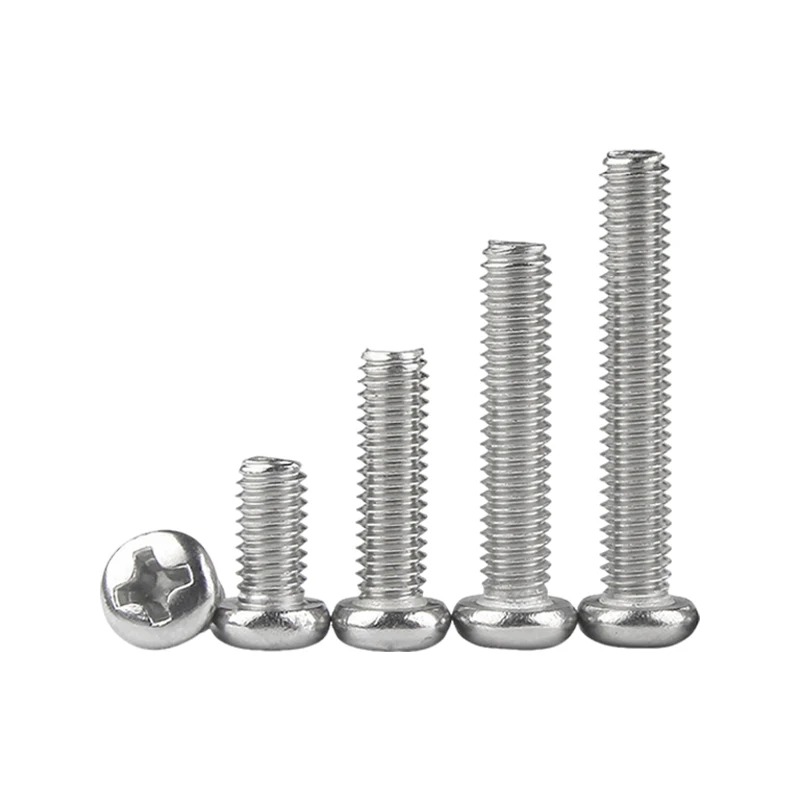 304 Stainless Steel Cross Recessed Pan Head Machine Screws GB818 M2 M2.5 M3 M4 M5 M6 M8 M10