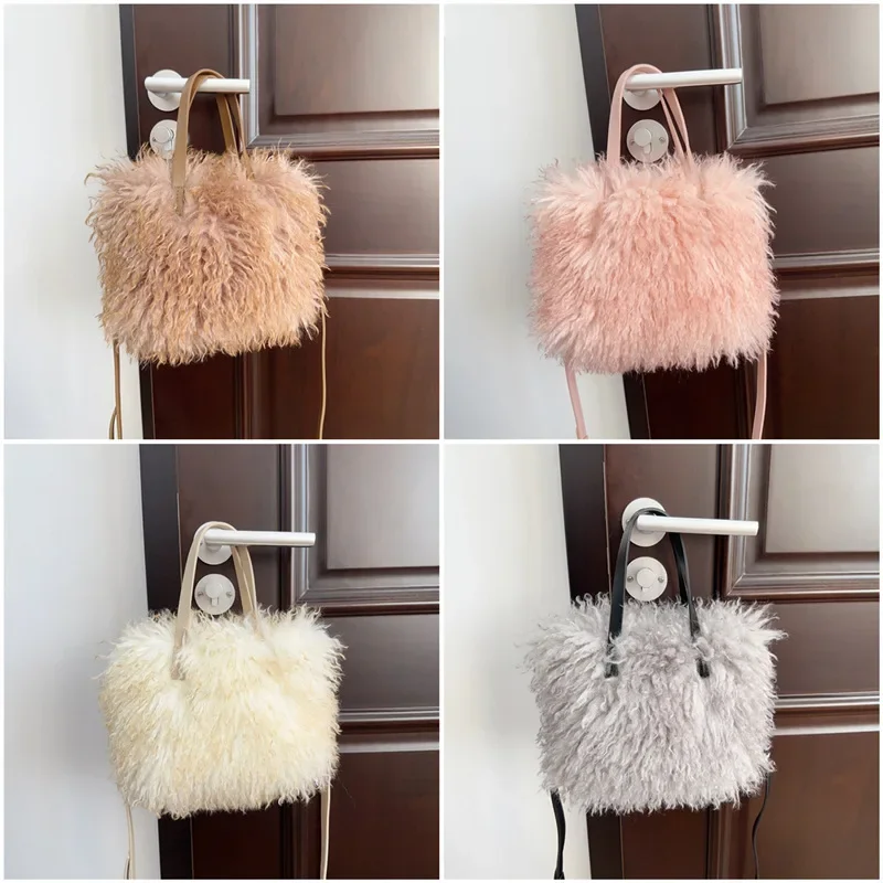 Soft Plush Ladies Furry Shoulder Bags Winter Faux Fur Female Messenger Bag Imitation Wool Women\'s Fluffy Tote Clutch Handbags