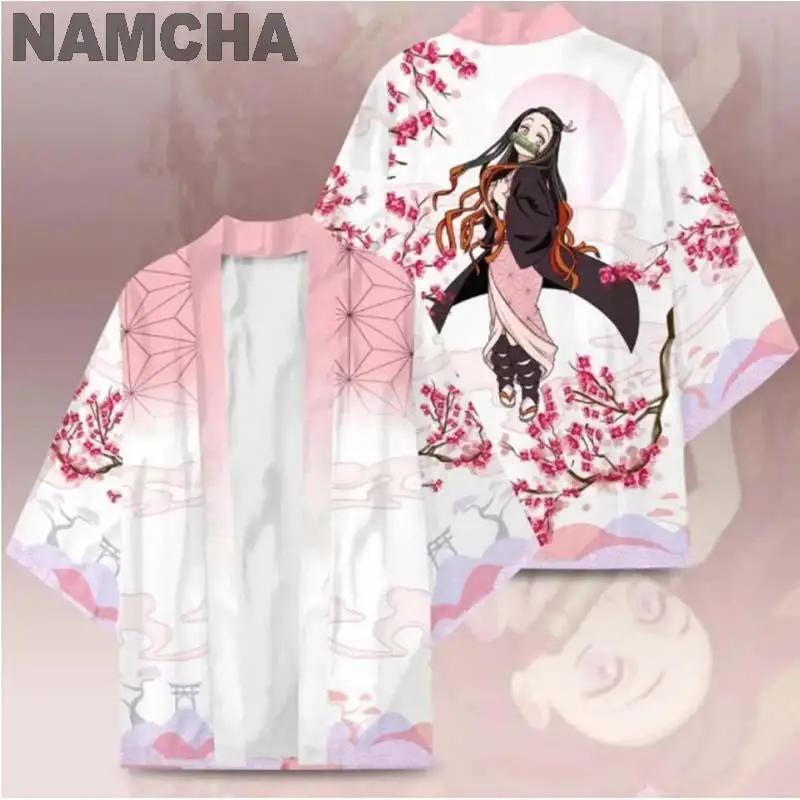 

Anime Characters Kamado Tanjirou Cosplay Kimono Cape Costume Harajuku 3D Printed Jacket Kamado Nezuko Japanese Traditional Cloak