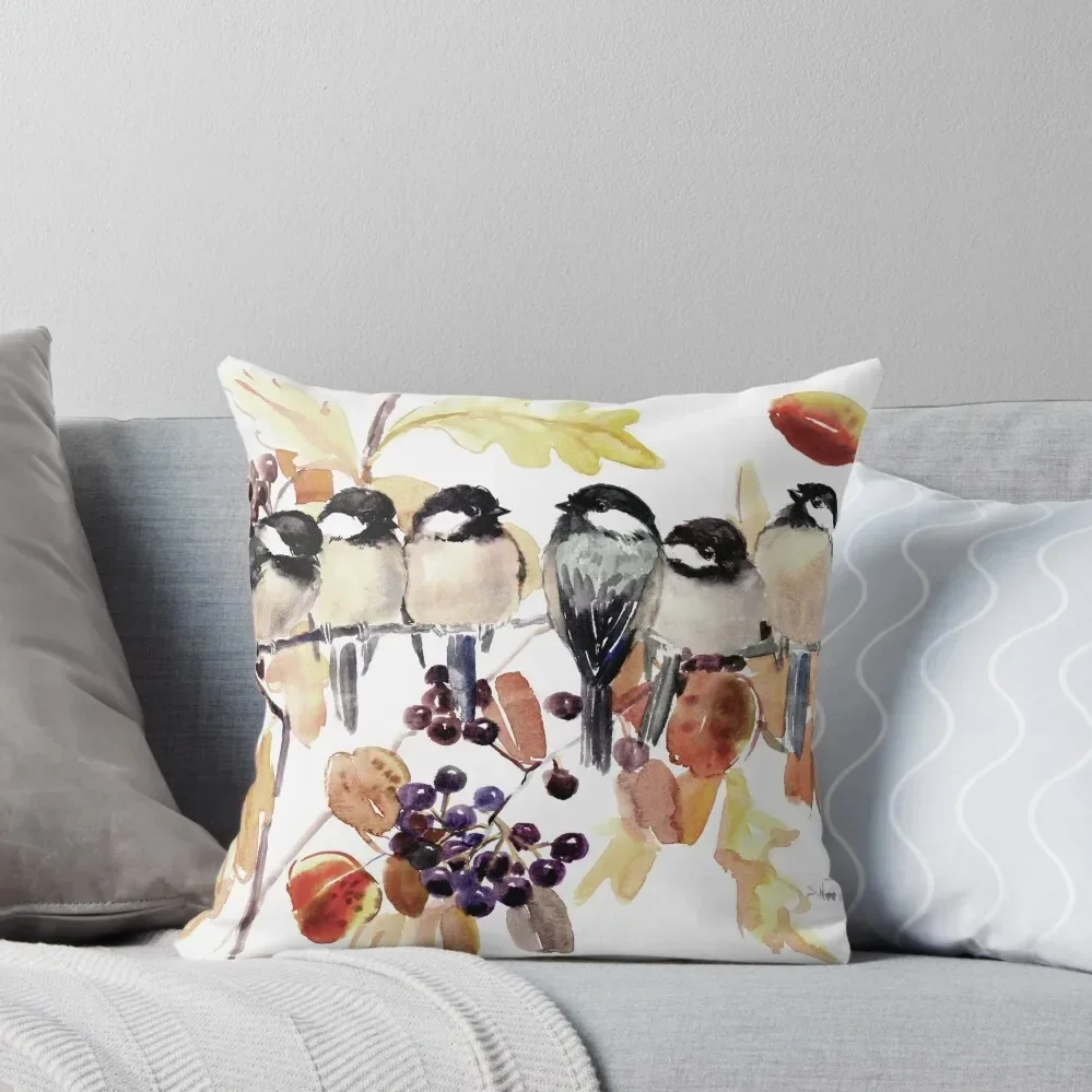 

Chickadee Birds in the Fall Throw Pillow Cushions For Sofa Pillow Cases Pillow