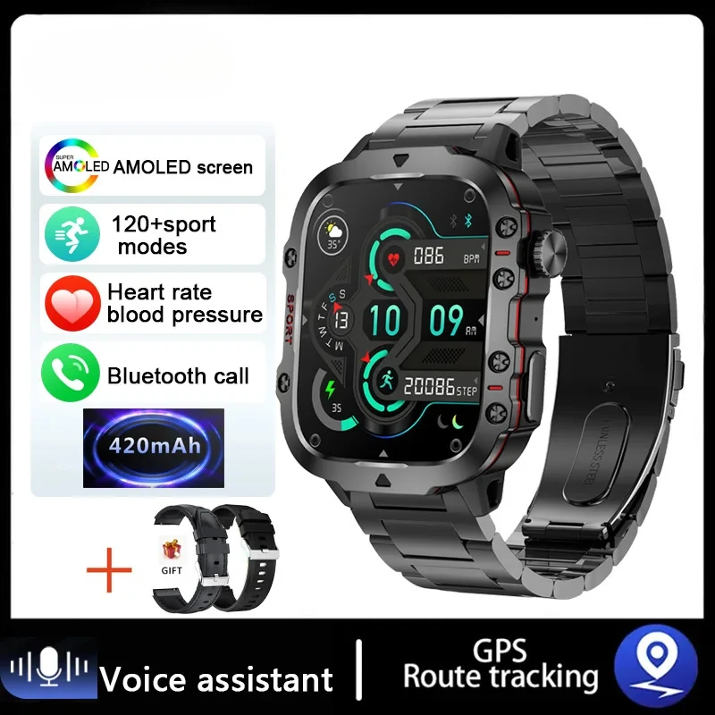 

2024 Men's Smart Watch with 1.96" HD Screen - 420mAh Battery Swimming ATM Waterproof Bluetooth Cal Sport Modes Compatible