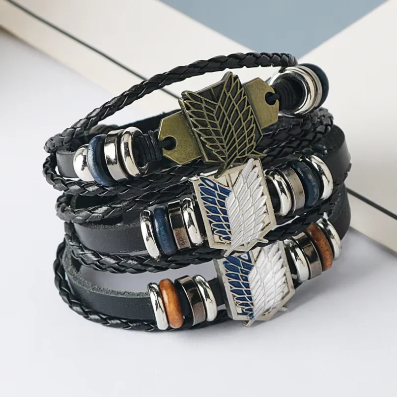 Attack on Titan - Investigation Corps Logo Bracelet - Leather Weaving Handpiece
