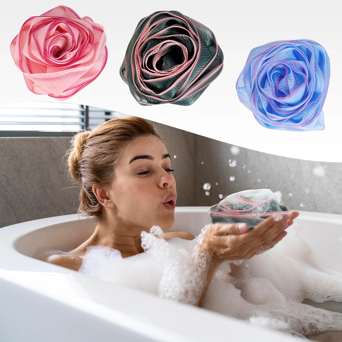 

Роскошный сетчатый шарик для душа, губка для ванны, отшелушивает кожу, нежное очищение