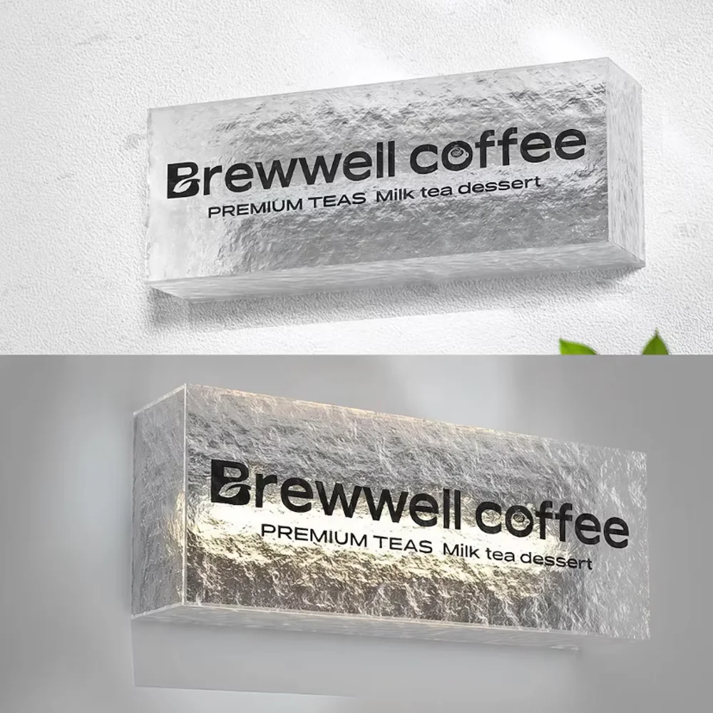 

Custom Outdoor Water Ripples LED Light Box Business Sign Waterproof Acrylic Double Sided Storefront Wall Mounted Signage