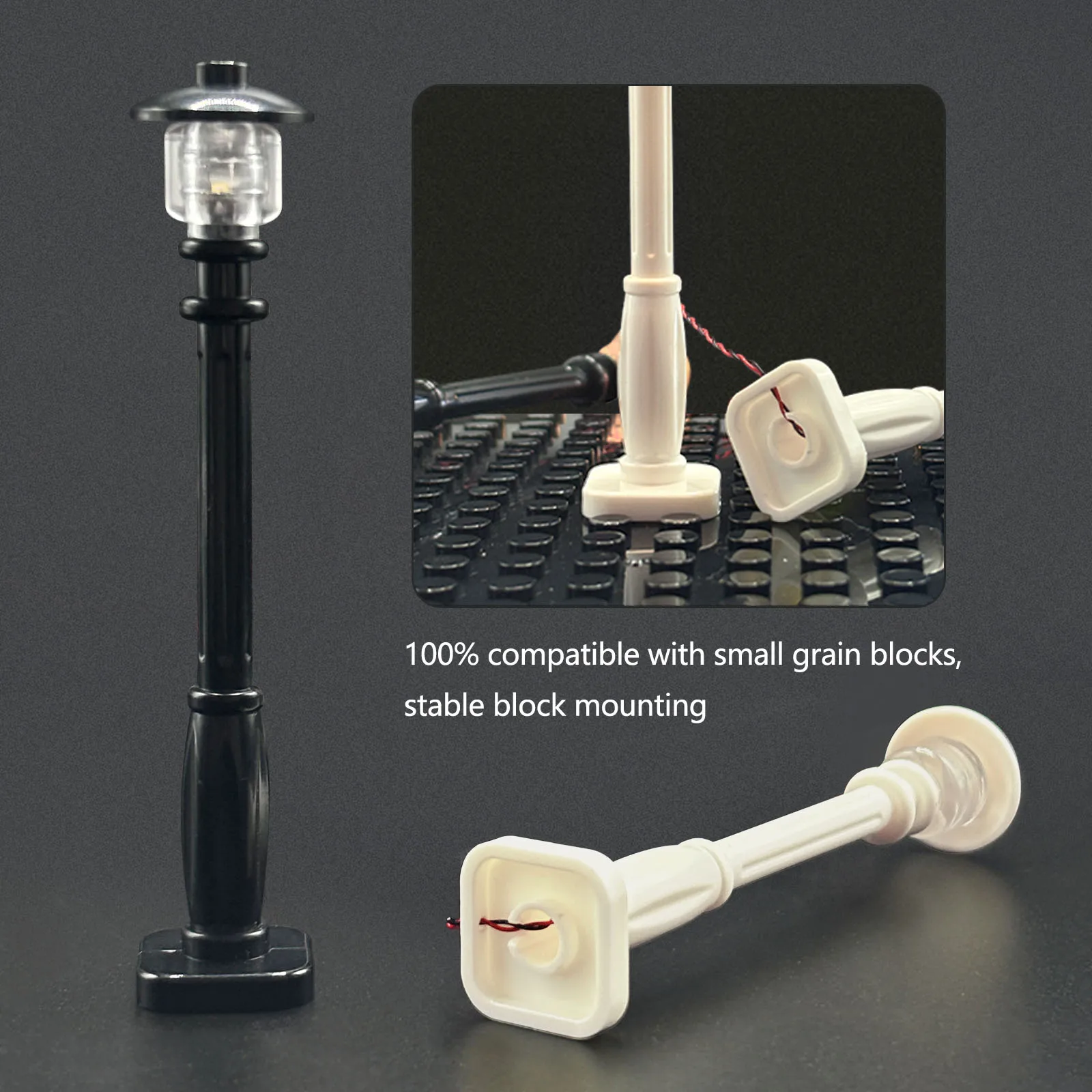 LYBMTWF 10 Stück LED leuchtende Stadtstraßenlaterne, USB-betrieben, Bausteinlampe, MOC-Beleuchtungszubehör (ohne Strom)