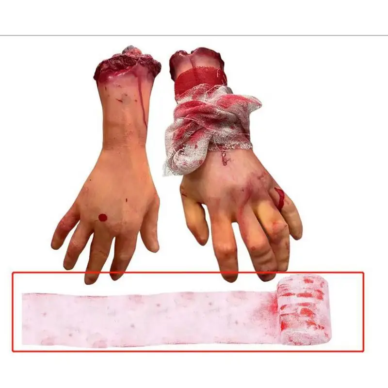 Halloween Bloody Gauze Thrilling Severed Human Arm Realistic Gauze Horror Party Supplies For Halloween Parties Vampire Makeup