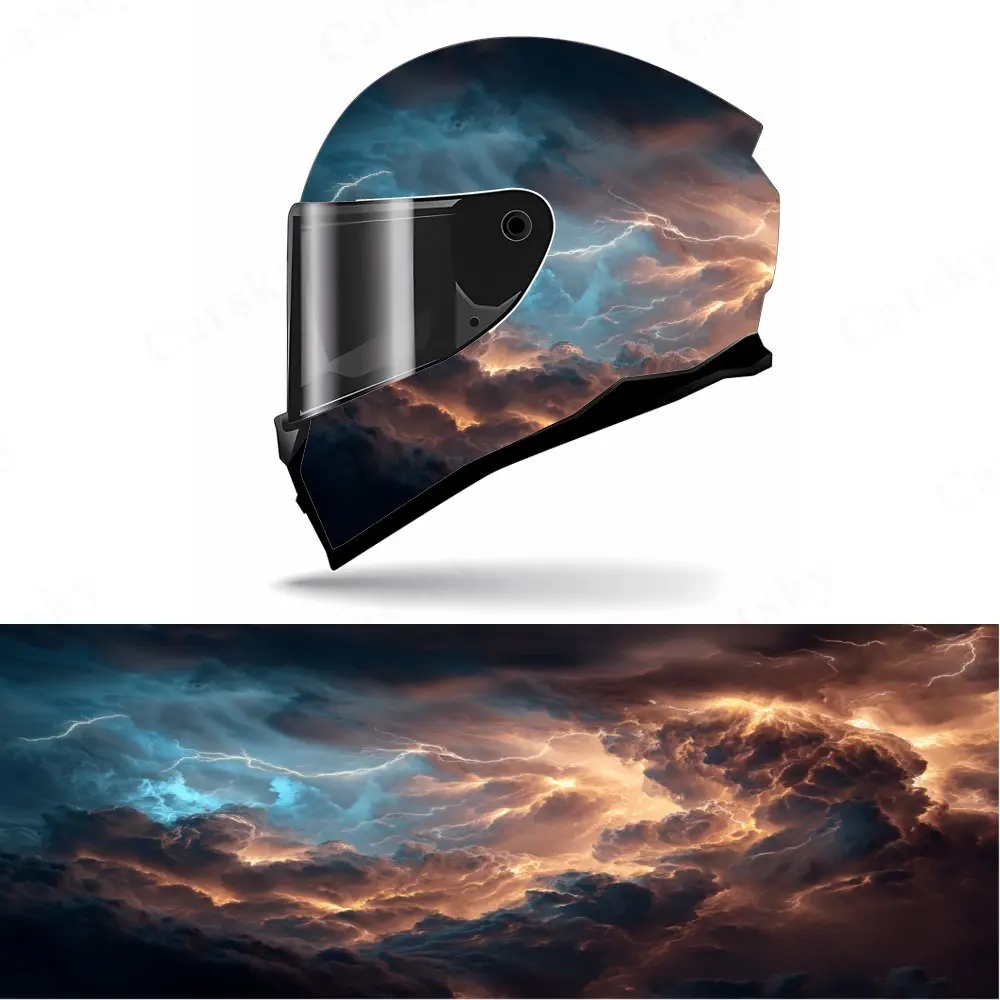 

Stormy Sky Full Face Helmet Decal - Durable and Waterproof PVC, Self-Adhesive Racing Helmet Aesthetic Sticker, Helmet Accessorie