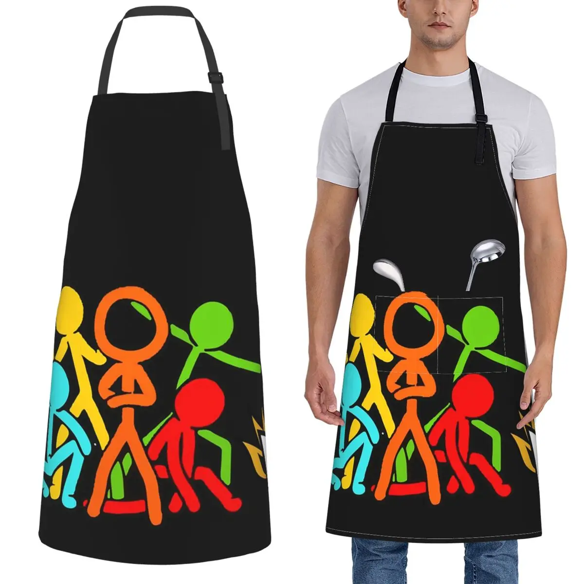 

Фигурки с пятью палочками Alan Becker, игровой фартук шеф-повара, кулинария, кухня, нагрудник для уборки кухни, передник для женщин и мужчин, живопись