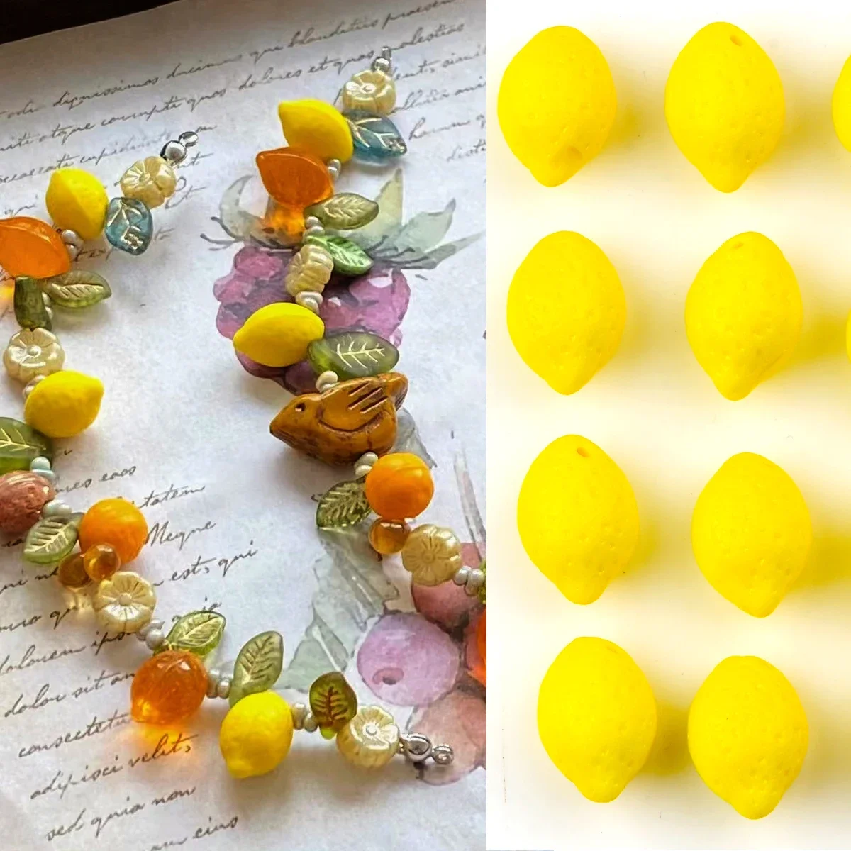 5pcs Imported Czech glass yellow lemon beads ，Loosely Spaced beads， For Jewelry Making Bracelet necklace anklet Diy Accessories