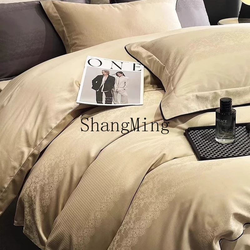 

ZYY cotton jacquard double four-piece set three-color cotton quilt cover gift box packaging