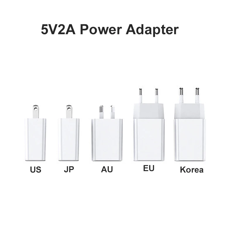 5V 2A USB Ports US/EU/AU/JP/Korean Plug Adapter Supply For Phone Charger Wall Desktop Travel Charging Power Bank White