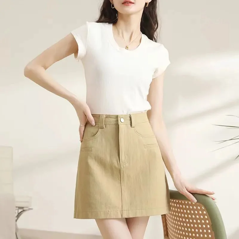 Sweet Short Skirt,For Women Clothing, 2024 New, Spring Summer High Waisted A-line Mini Skirts ,Girls Midi Skirt