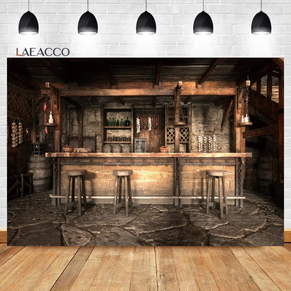 Laeacco Old Farmhouse Interior Backdrop Rustic Style Rural Retro Inn Restaurant Room Kids Adults Portrait Photography Background