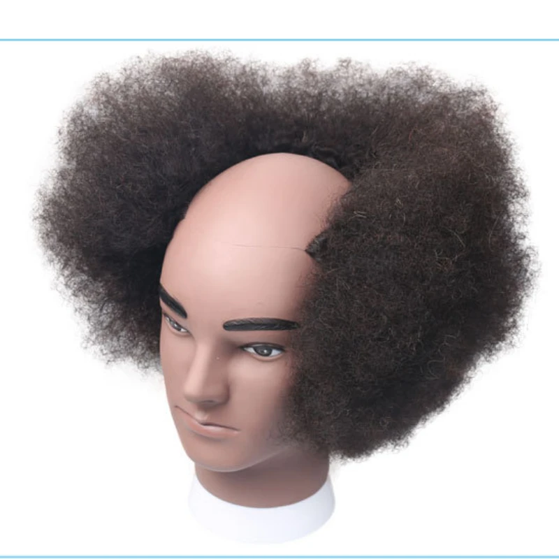 Personality Virtual Head Teaching Head Black Face Real Hair Head Model Knitting Hair Knitting Perm Hair Dyeing Hair Blowing Hair