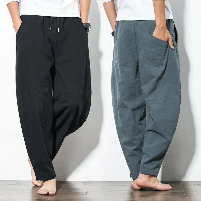 Men's Trendy Loose Wide Leg Pants Harlan Style Nine Points Long Trousers Spring Summer Autumn New Arrival Retro plus Size
