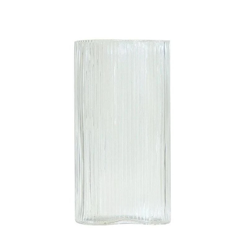 Large Diameter Vertical Grain Glass Vase Hydroponics Flower Pots Decorative Arrangement Desk Decoration Floral Vases