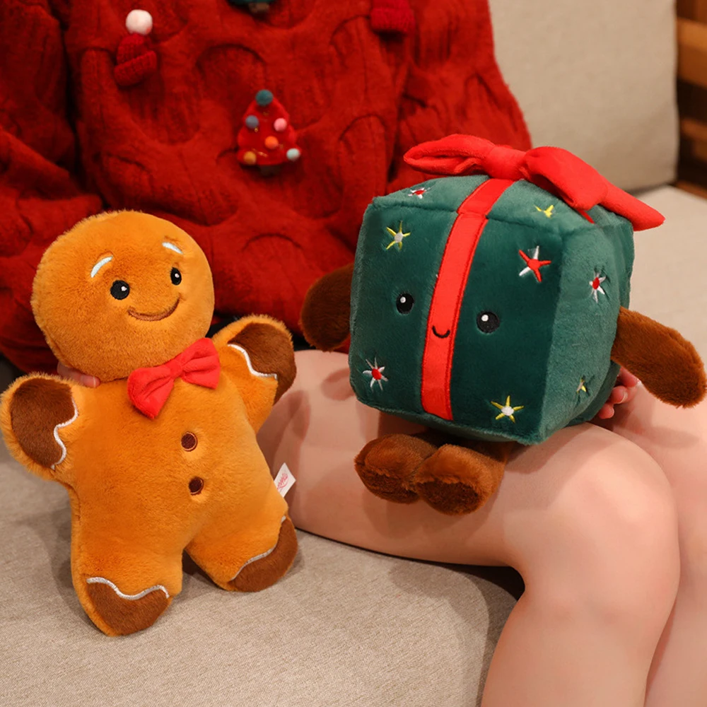 شجرة عيد الميلاد قلادة ألعاب من نسيج مخملي الزنجبيل رجل دمى لينة إلى أكياس سانتا كلوز محشوة ألعاب حيوانات بلوشي هدايا لعيد الميلاد