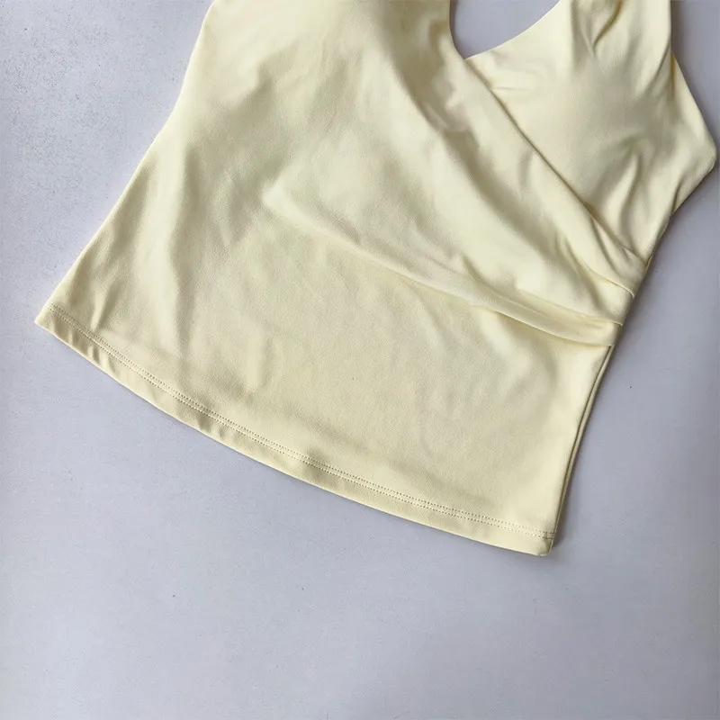 Sexy V-Ausschnitt Kreuzhalterhals mit Brustpolster Yoga-Top Ärmellos „Naked Sense“ Sport-Fitness-BH Oberteil Oberbekleidung Schöner Rücken – Detail 10