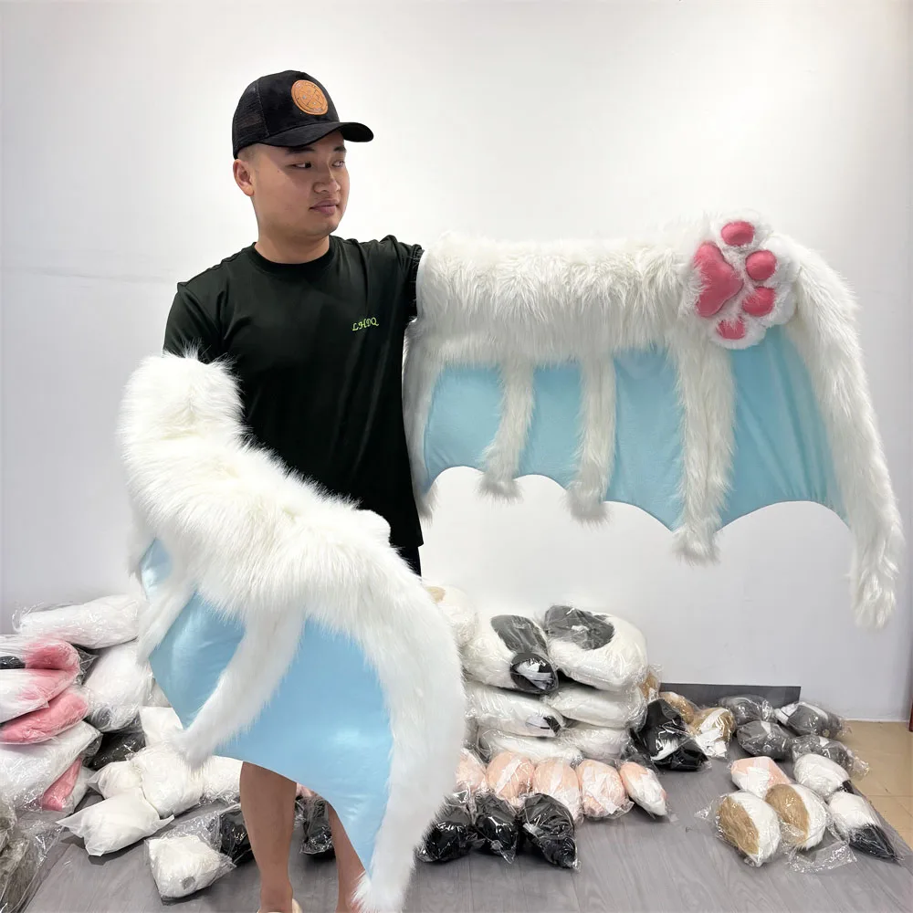 Aile de chauve-souris en fourrure simulée à la main, accessoires de Cosplay d'animaux pour hommes et femmes, accessoires de fête de mascarade de Club d'halloween et de Pub