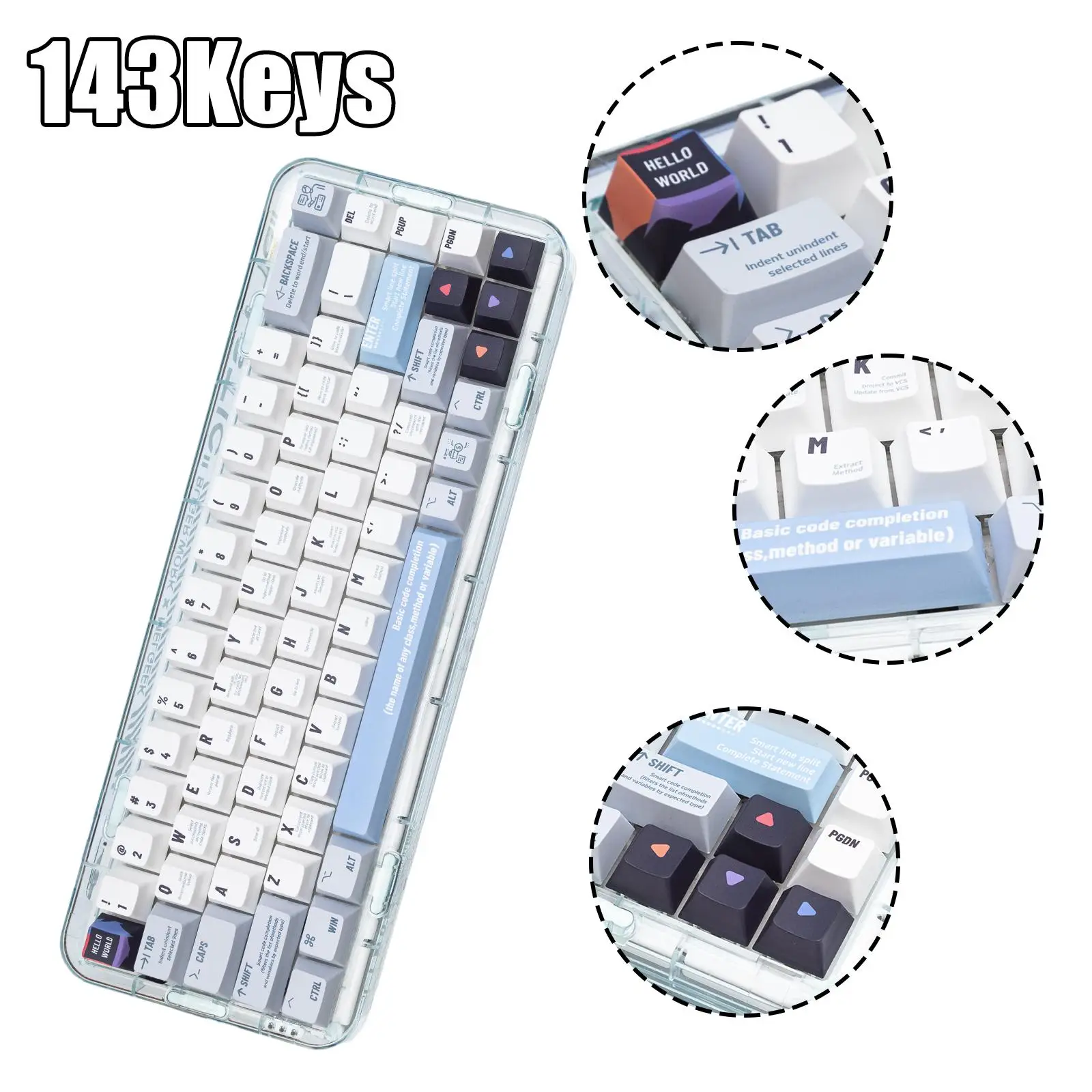 Imagem -02 - Helloworld Teclado Mecânico Keycaps Teclado Mecânico Pbt Sublimação de Dye Programador Personalizado Perfil mx Switch 143 Chaves