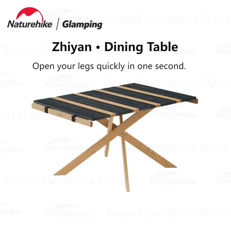 Naturehike Portable Camping Table Easy Installation Picnic Table  Chic Solid Wood Dinning Table Travel BBQ Table