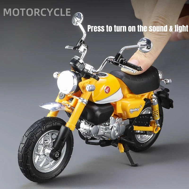 1/12 Honda Monkey Motorcycle Toy 1:12 Diecast Metal Model Super Sport Miniature Collection Sound & Light Gift For Boy Children