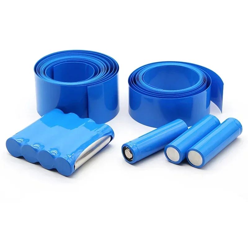 Paquete de tubos termorretráctiles de PVC para batería Lipo 18650, 1 metro, 125mm ~ 625mm de ancho, envoltura de película aislada, funda de litio, funda de Cable azul