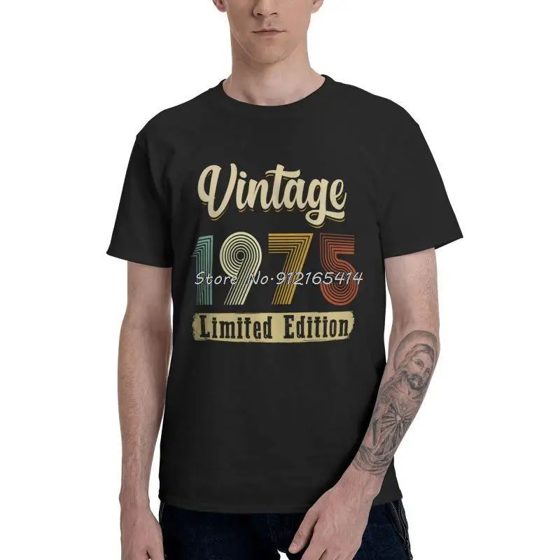 Vintage 1975 T Shirt Men Cotton Printed T-shirt Harajuku Tshirt Short Sleeve Old Birthday Gift Tee Top Streetwear Harajuku